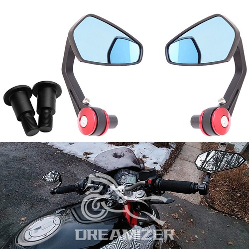 Red bar end side mirrors - red,